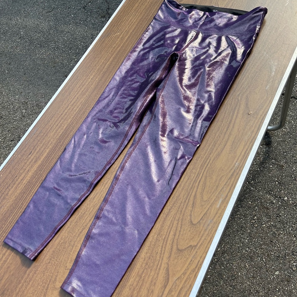 Purple shimmer low rise leggings